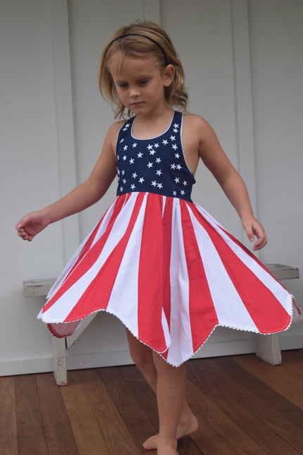 Red White and Blue Appliqué Fancy Dress