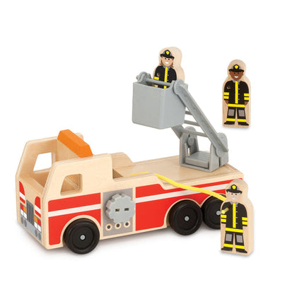 Classic Wooden Fire Truck Play Set Toy