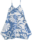 Blue and White Aloha V-Neck Scarf Hem Dress