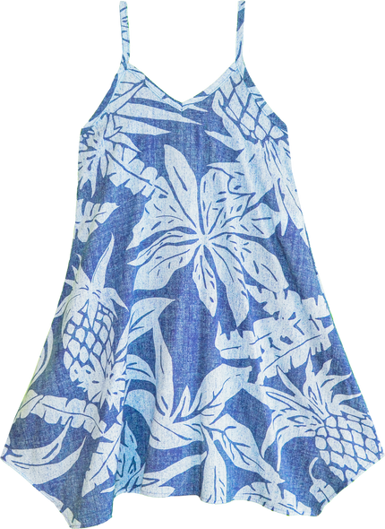 Dark Blue Aloha V-Neck Scarf Hem Dress
