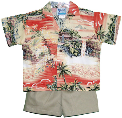 Orange Aloha Cabana Shirt and Shorts Set