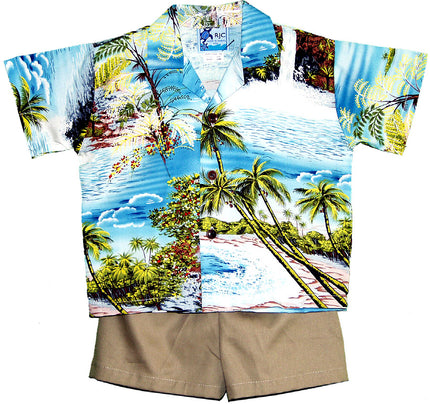 Blue Cabana Aloha Shirt and Shorts Set