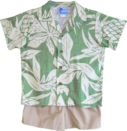 Sage Aloha Cabana Shirt and Shorts Set