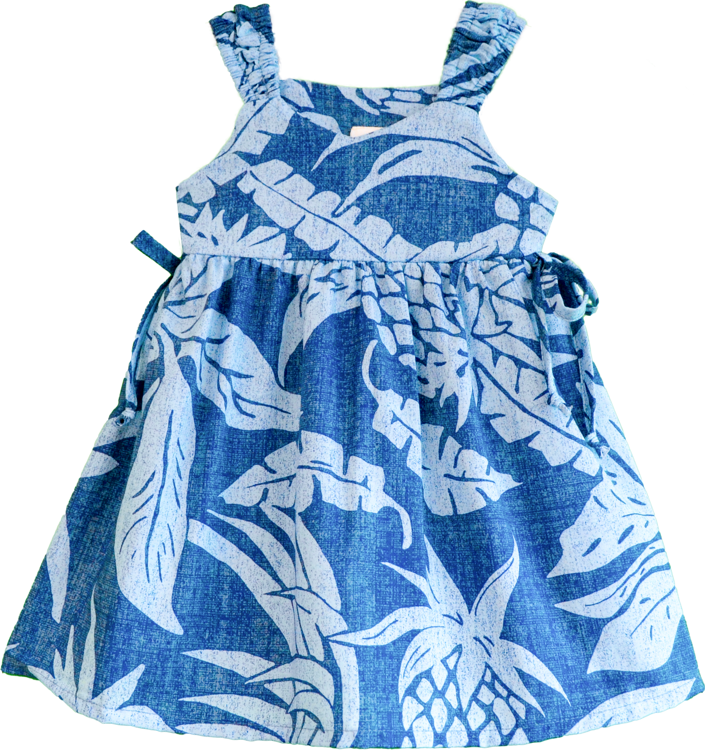 Dark Blue Aloha Side Tie Elastic Strap Dress