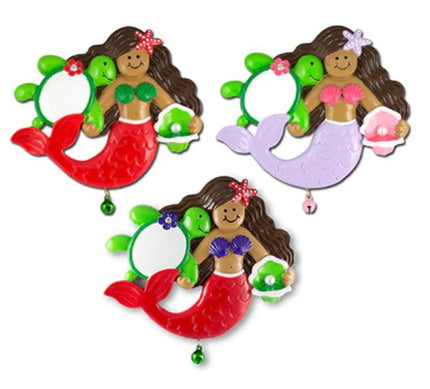 Tropical Mermaid with Bell Assorted Personalized Christmas Ornament NT180T