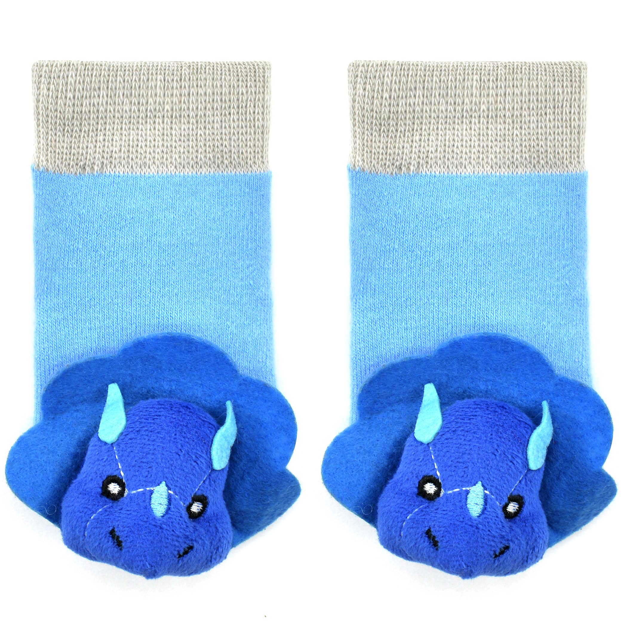 Blue Triceratops Dinosaur Rattle Socks