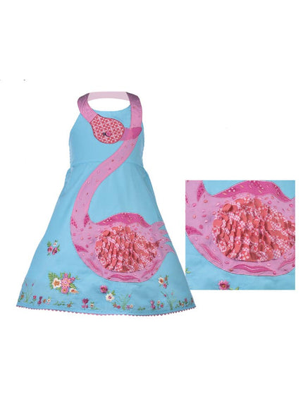 Flamingo Embroidered Appliqué Dress