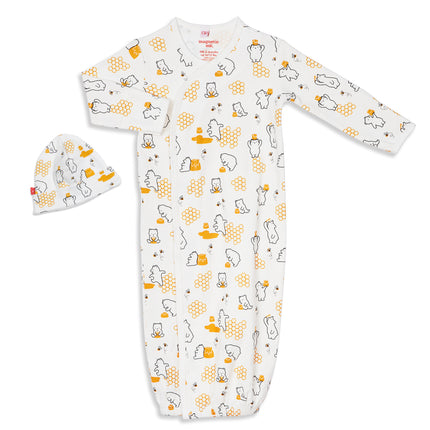 Honey Bee Mine Organic Cotton Magnetic Gown Set