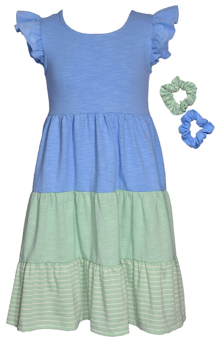 Blue & Green Colorblock Knit Dress