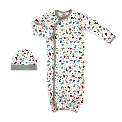 Dino Expedition Organic Cotton Magnetic Gown Set