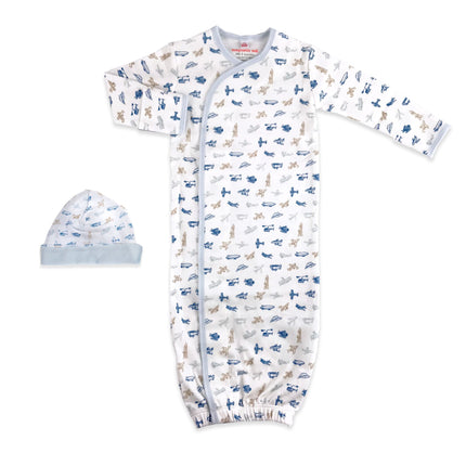 Airplanes Organic Cotton Magnetic Gown Set