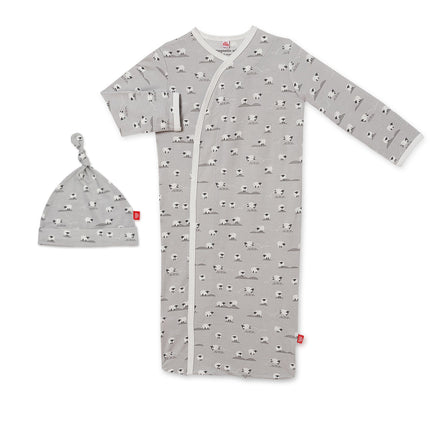 Baa Baa Baby Gray Modal Magnetic Gown Set