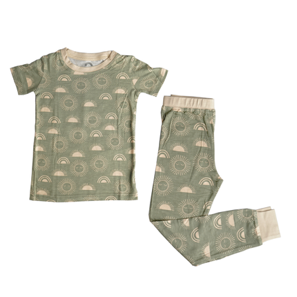 Celestial Sun Short Sleeve Bamboo Toddler Kids Pajama Set