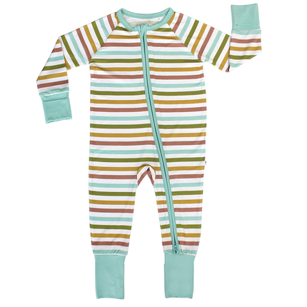 Striped Bamboo Baby Pajamas - Stripes, Convertible