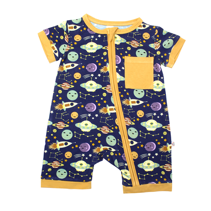 Out of This World Space Bamboo Baby Boy Shortie Romper