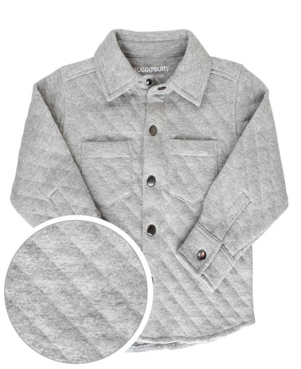 Set Heather Gray Quilted Knit Long Sleeve Button Down Shirt with Pants