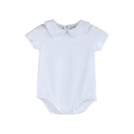 The Perfect Onesie - White Collar Baby Romper Girl or Boy