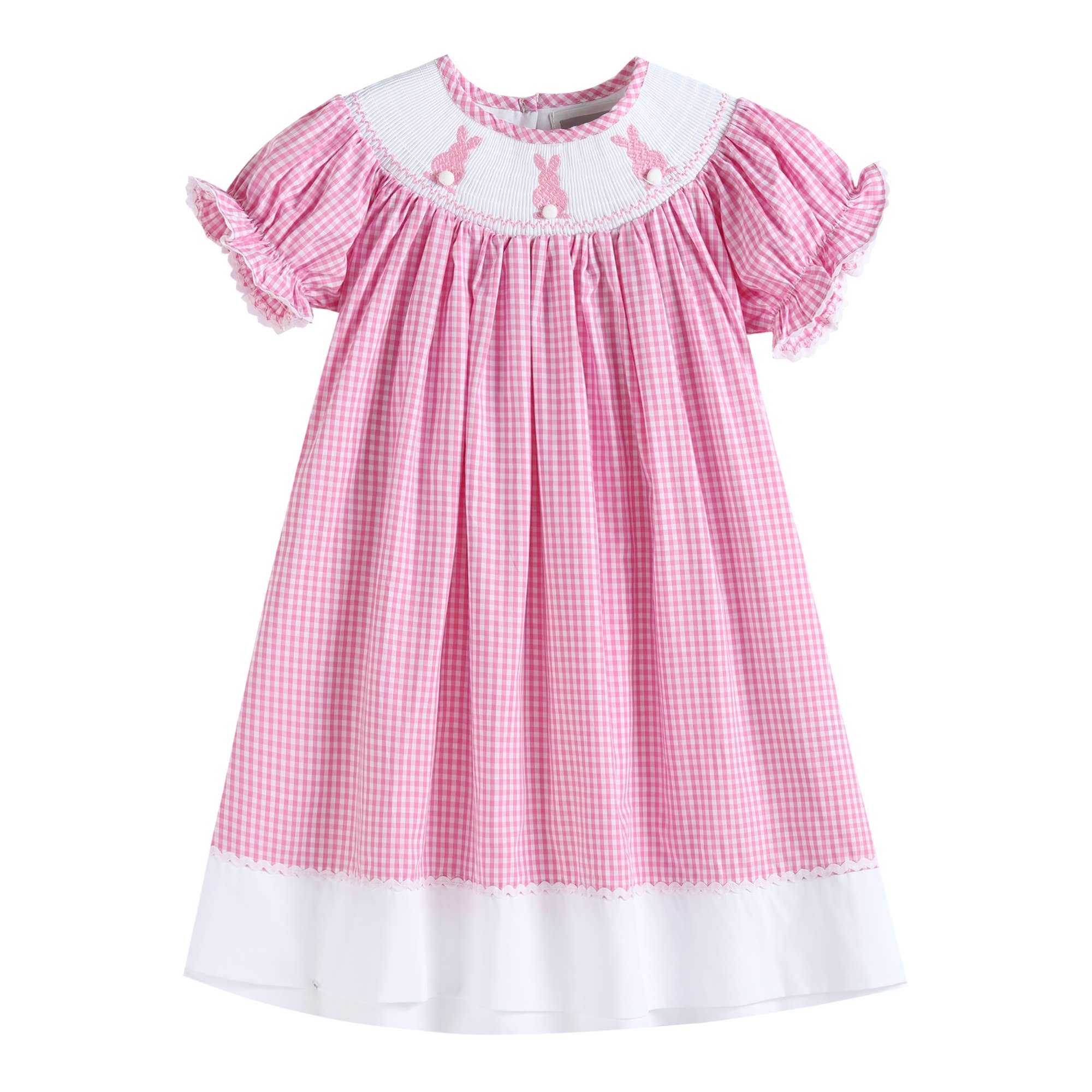 Light Pink Easter Bunny Smocked Bishop Dress main image 1