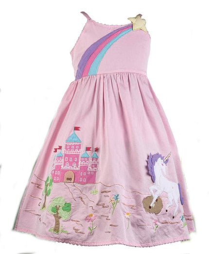 Unicorn Castle Embroidered Appliqué Dress