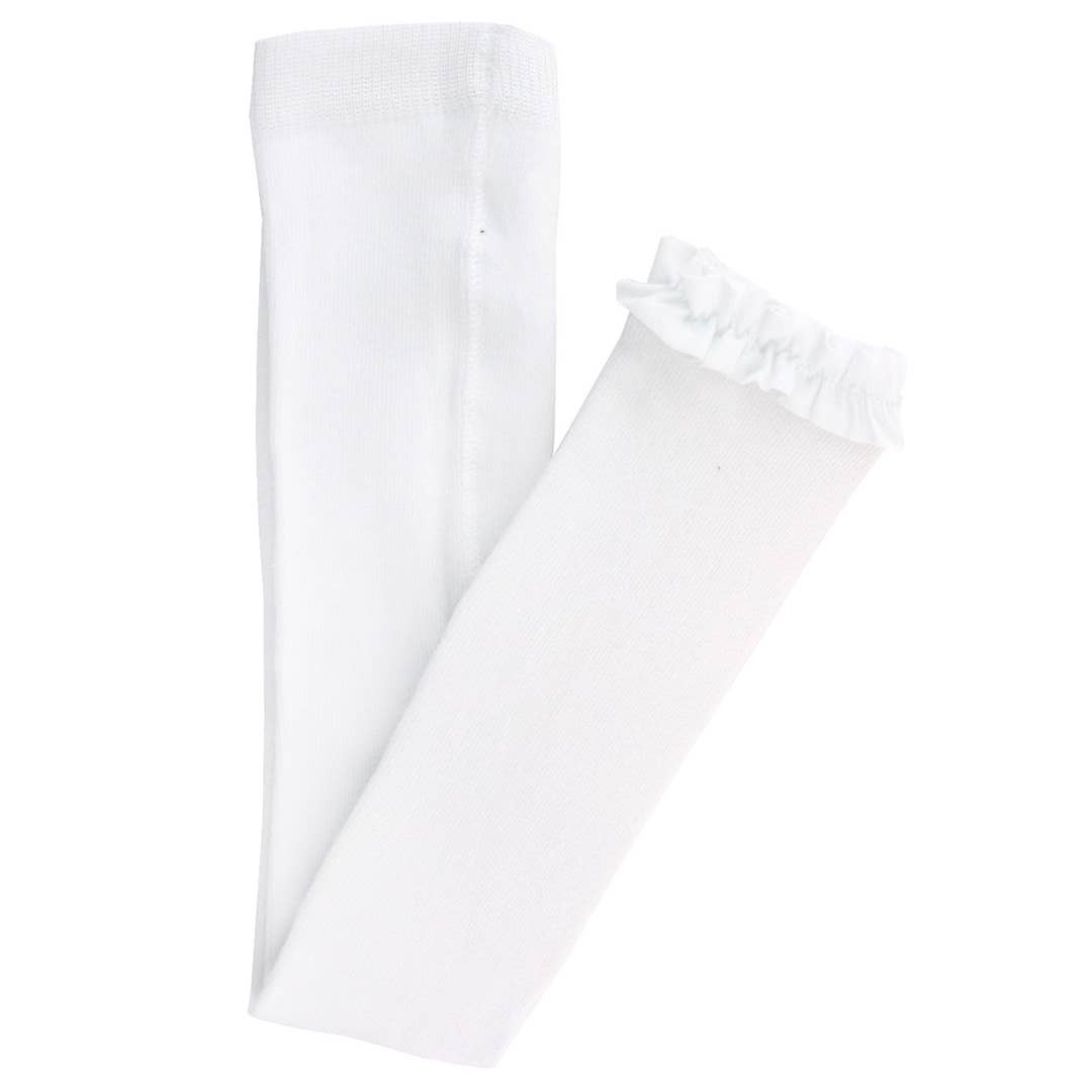 White Footless Ruffle Tights
