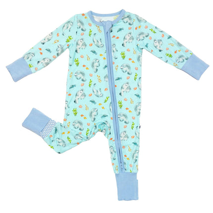 Get Your Float on Manatees Bamboo Convertible Footie (NB-24m)