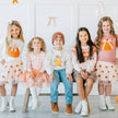 Pumpkin Bow Trellis Long Sleeve Tutu Dress - Kids Clothing