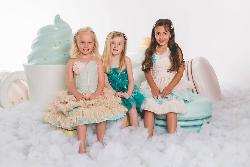 Frilly Fancy Rose Trio Kids Hair Clips- Pretty Pastels