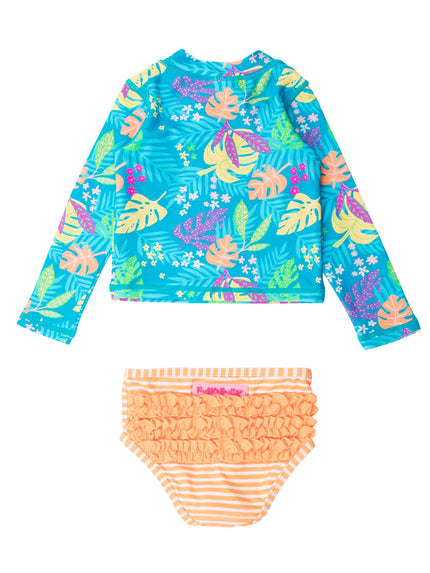 Neon Tiki Vibes Long Sleeve Zipper Rash Guard 2-Piece