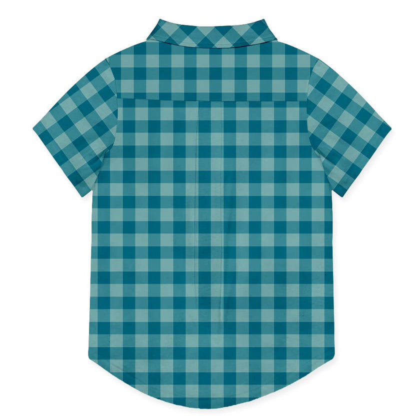 Boys Nile Blue & Teal Gingham Short-Sleeve Button-Up