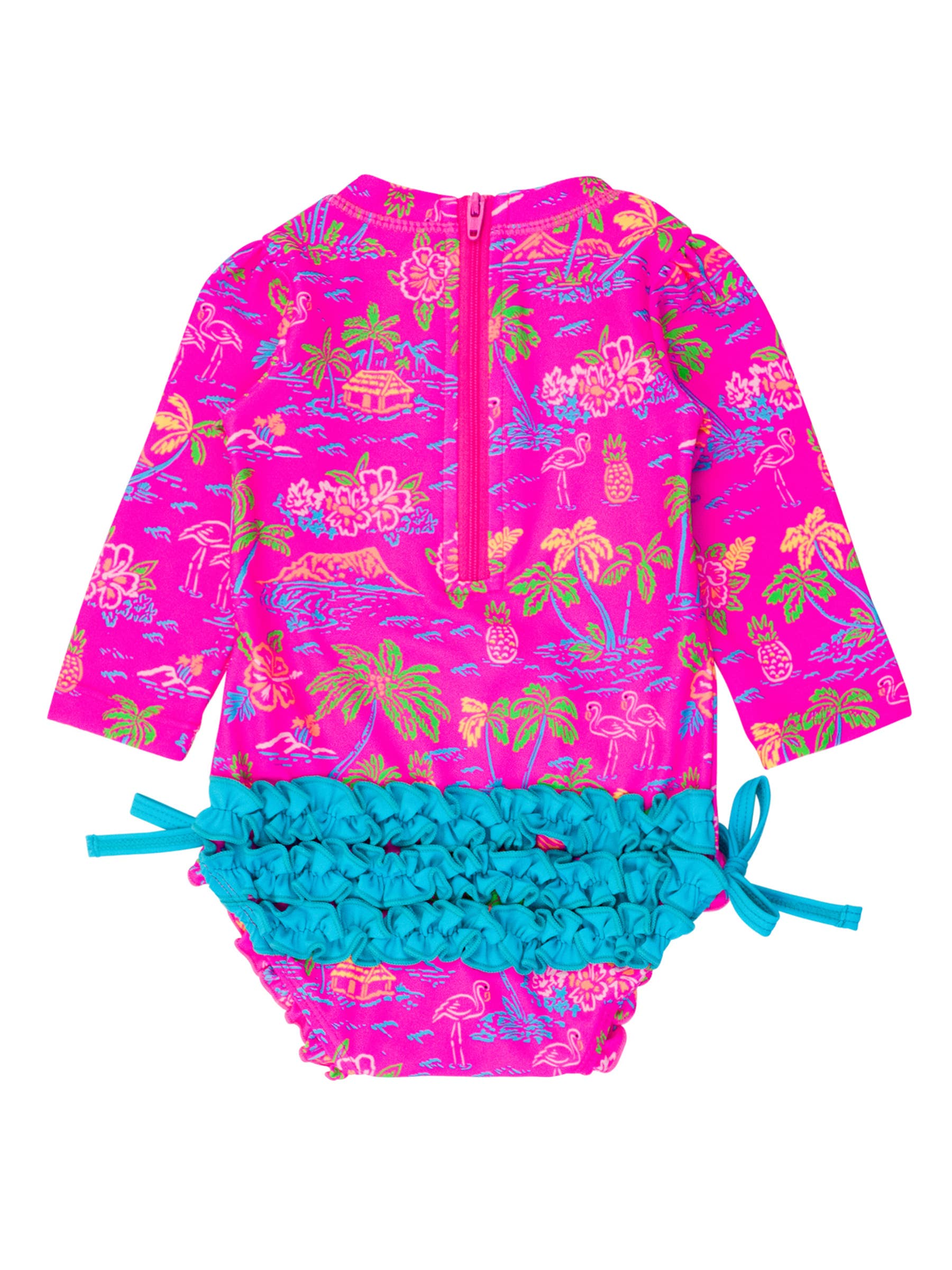 Neon Island Time Long Sleeve One Piece Rash Guard
