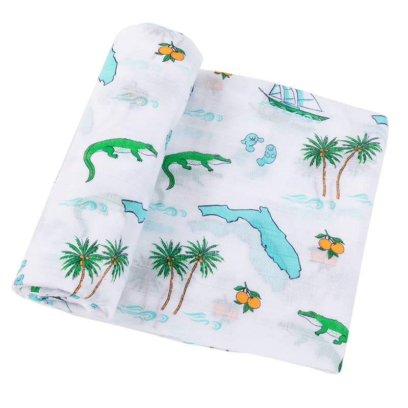 Blue Florida Swaddle Blanket