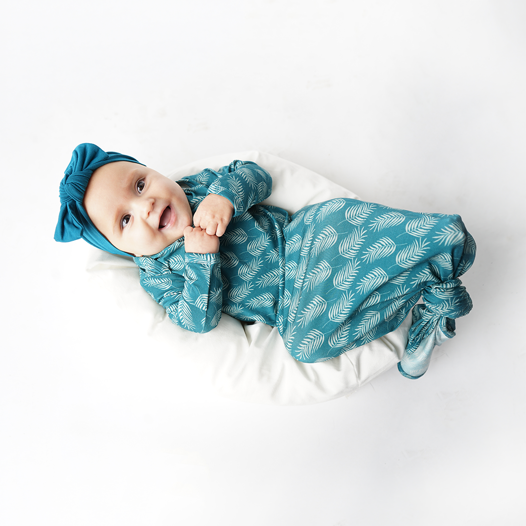 Palms In Paradise Bamboo Newborn Gown and Hat Baby Gift Set