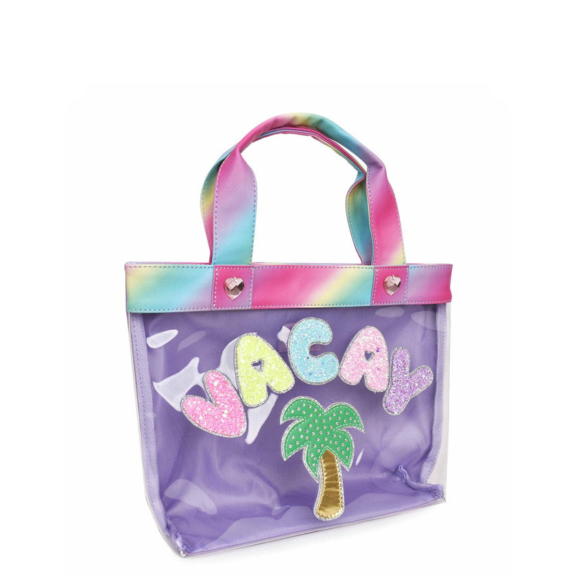 'Vacay' Clear Purple Mini Tote Bag