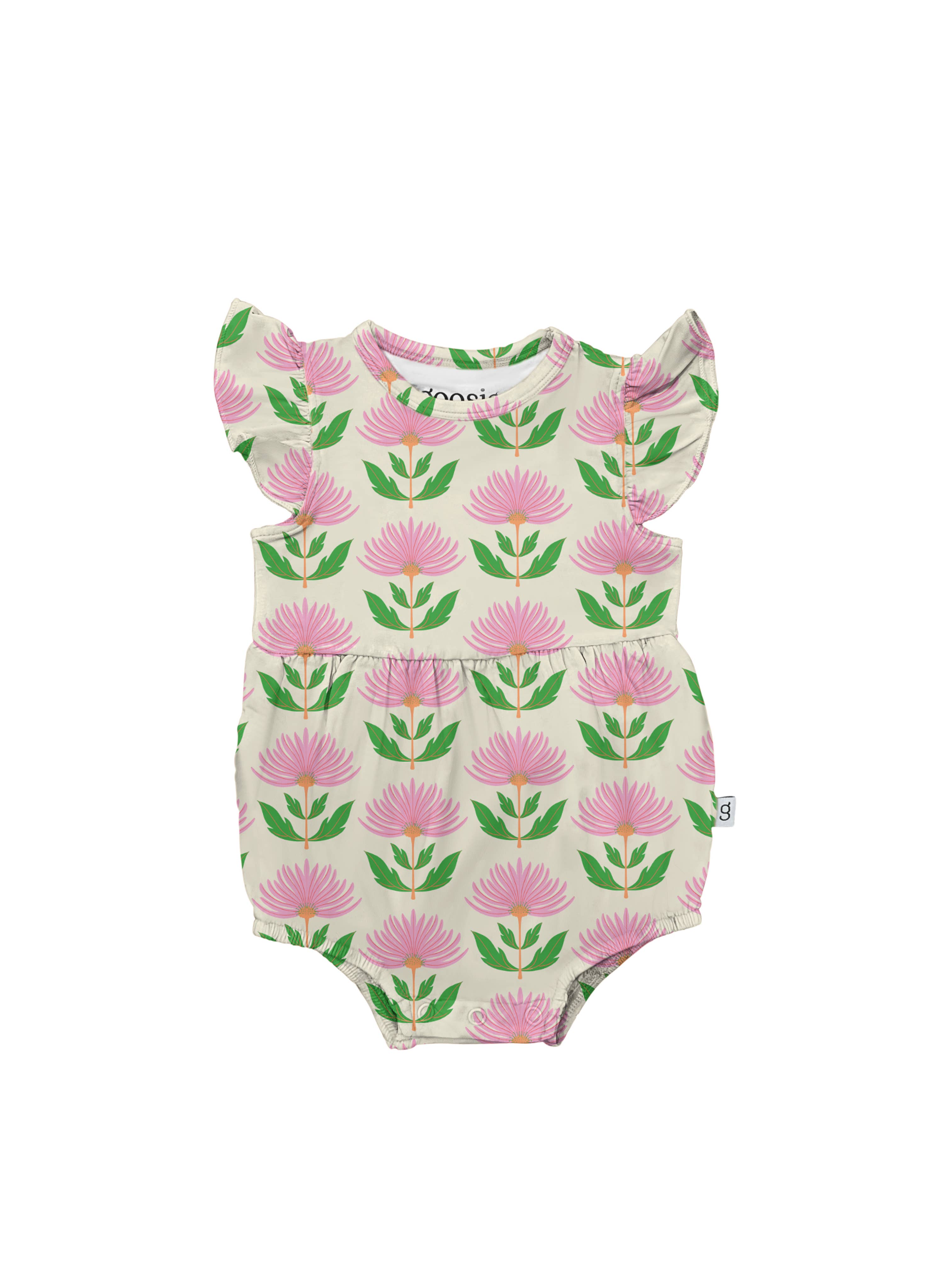 Pink Block Flowers Bamboo Flutter Bubble