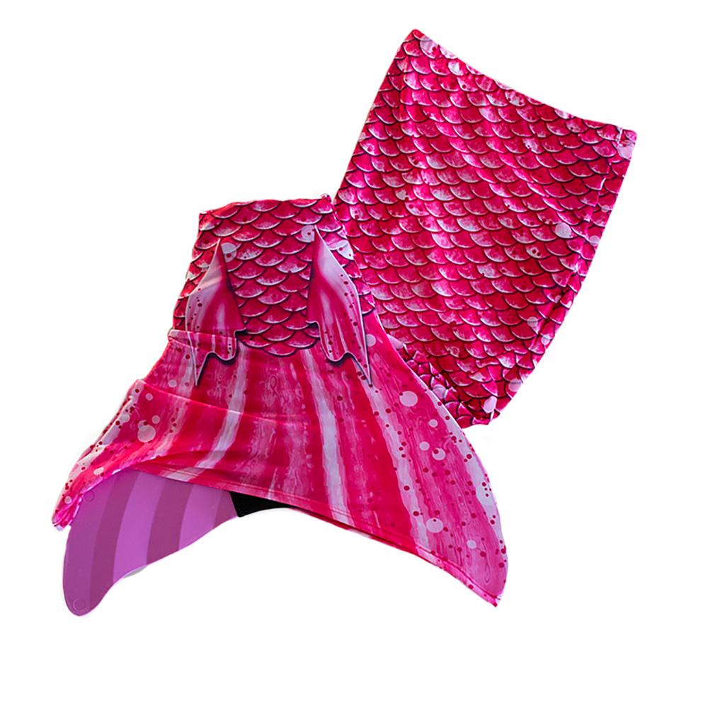 Bahama Pink Mermaid Tail + Monofin Set clothing for kids, girls, teens, and women (pool toy)