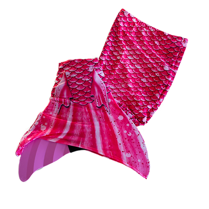 Bahama Pink Mermaid Tail + Monofin Set clothing for kids, girls, teens, and women (pool toy)