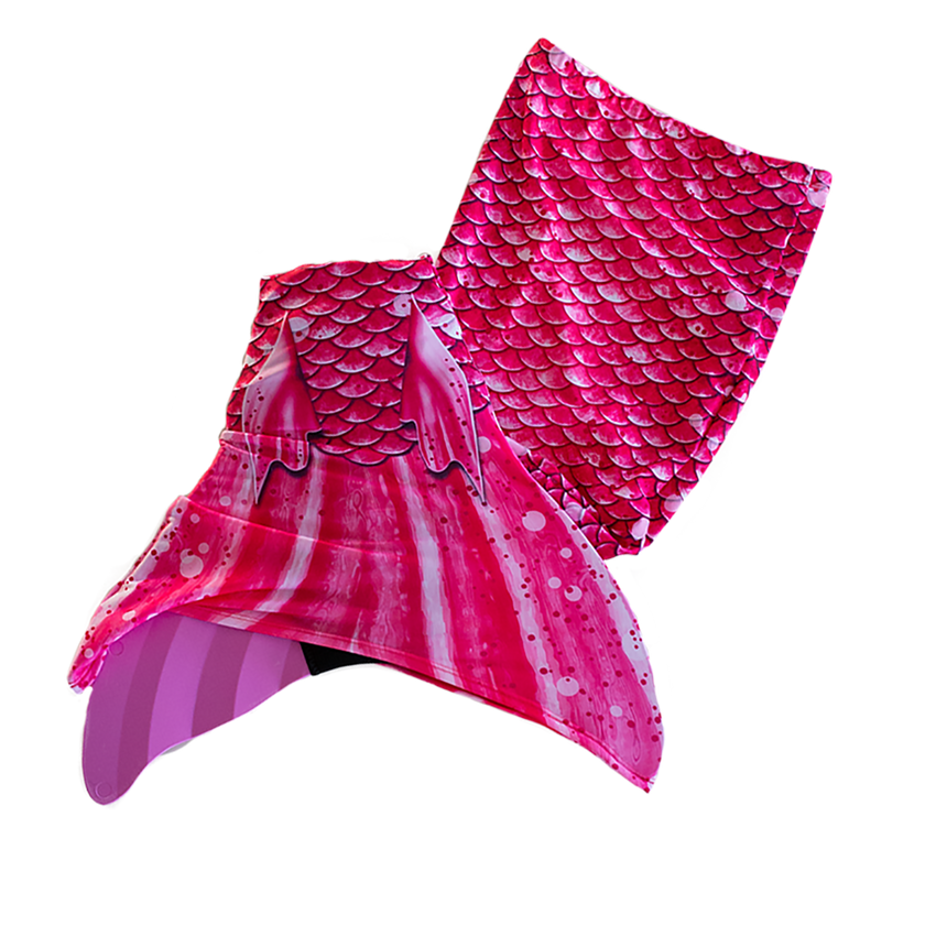 Bahama Pink Mermaid Tail + Monofin Set clothing for kids, girls, teens, and women (pool toy)