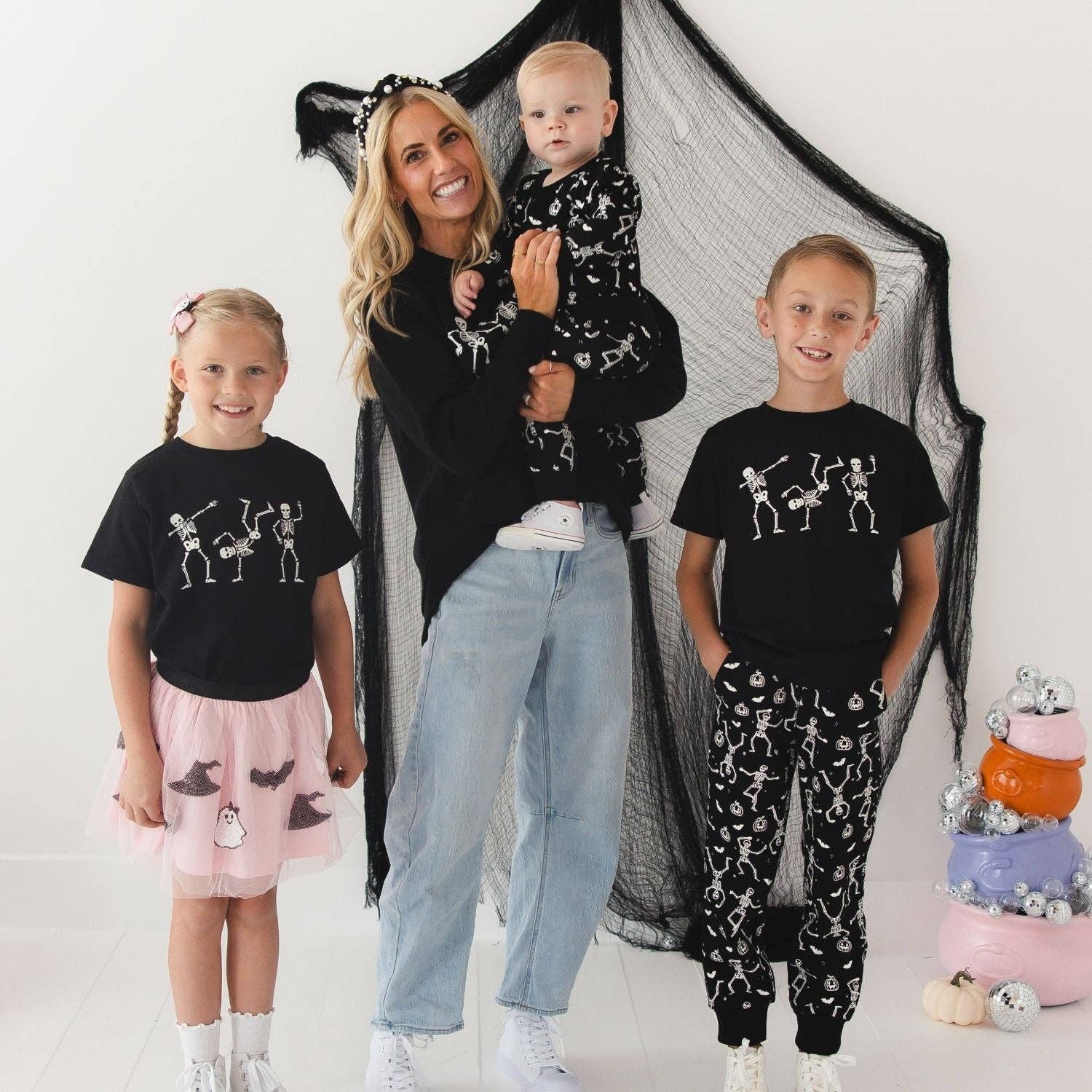 Glow In The Dark Silly Skelly Halloween Short Sleeve T-Shirt