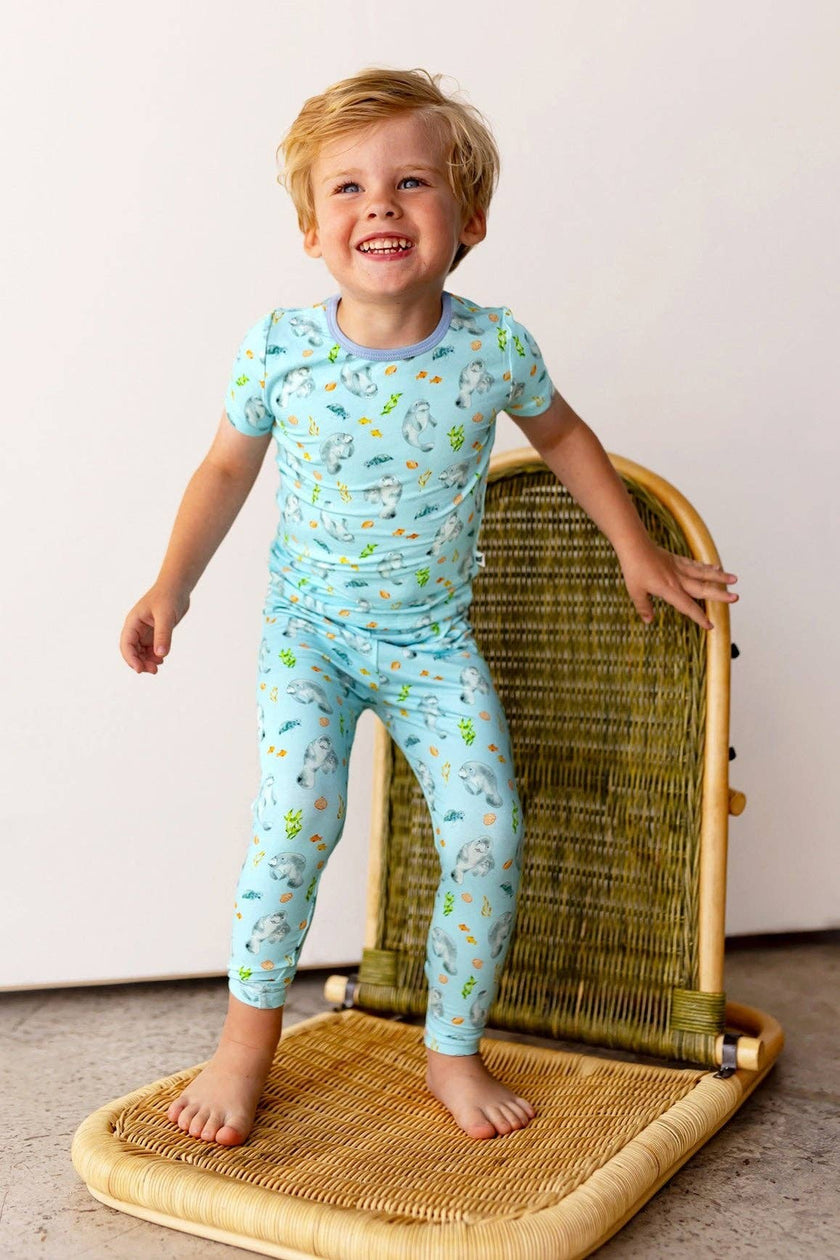 Get Your Float on Manatees Bamboo Short Sleeve Pajama Set (2T-12Y)