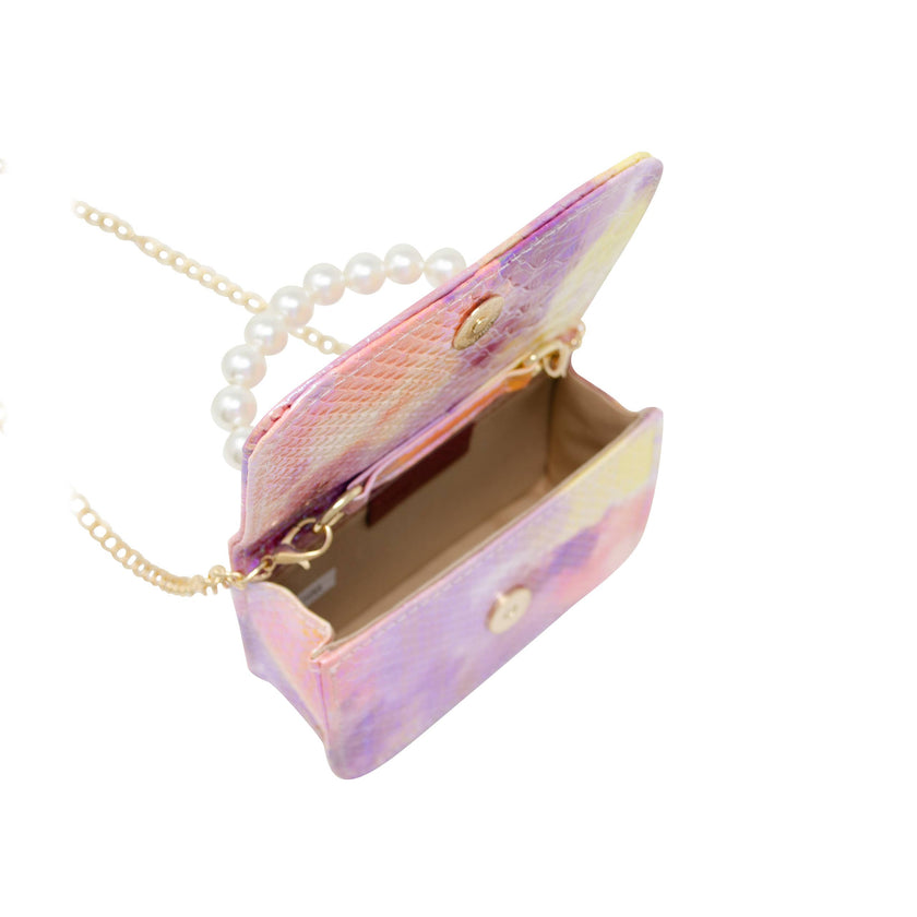 Tie Dye Crocodile Pearl Handle Bag