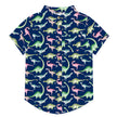 Boys Navy Dino Dynamic Short-Sleeve Button-Up