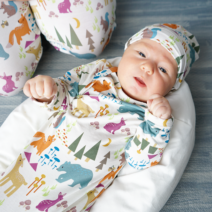 Forest Friends Bamboo Knotted Gown Newborn Baby Gift Set