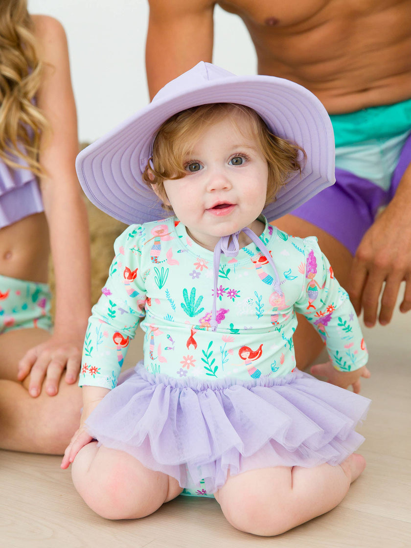 Mermaid Princess Tulle Skirted One Piece Rash Guard