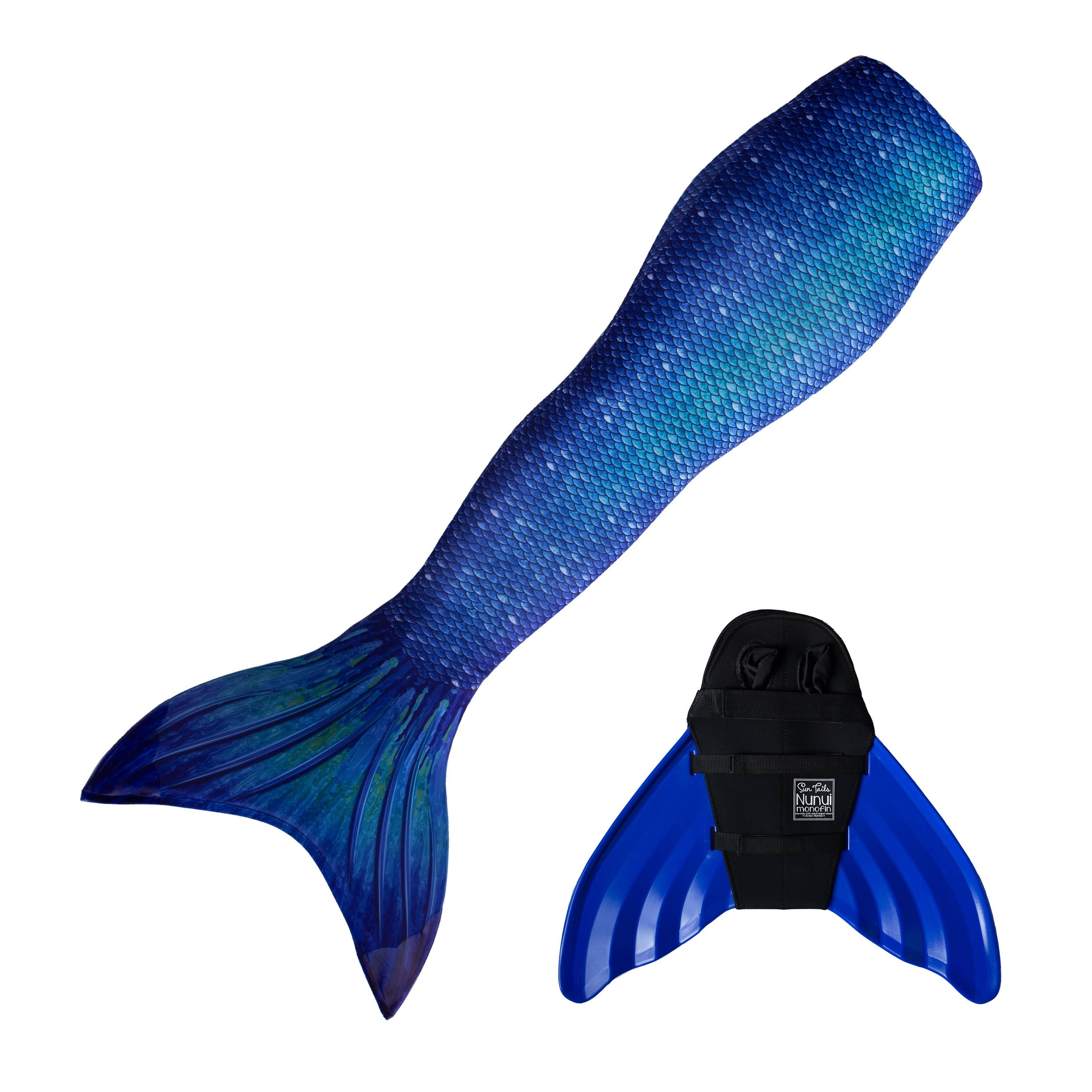 Ocean Deep Mermaid Tail + Monofin Set for kids, girls, teens, and women (pool toy)