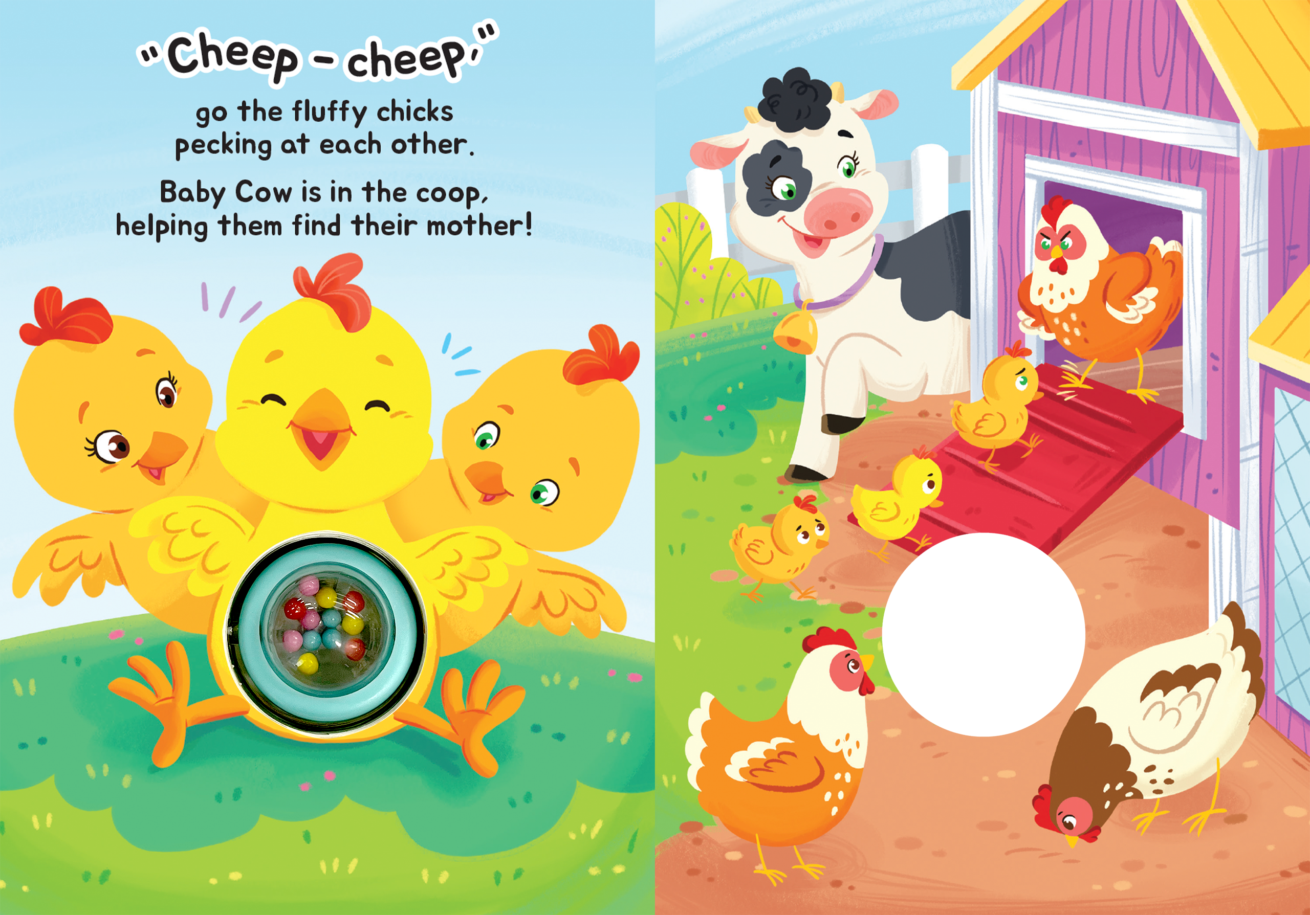 Baby Barnyard - Children's Rattle and Read Interactive Sensory Board Book with Spinning Rattle