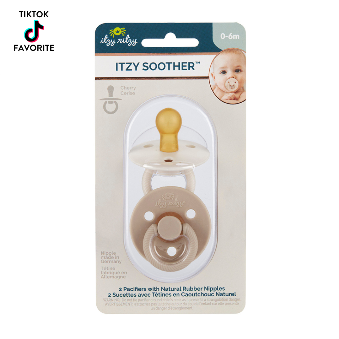 Itzy Soother™ Natural Rubber Paci Sets: Glow - Buttercream + Pistachio 6-18 M