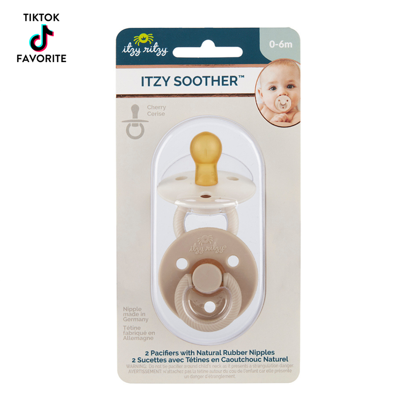 Itzy Soother™ Natural Rubber Paci Sets: Pink Bow 0-6 M