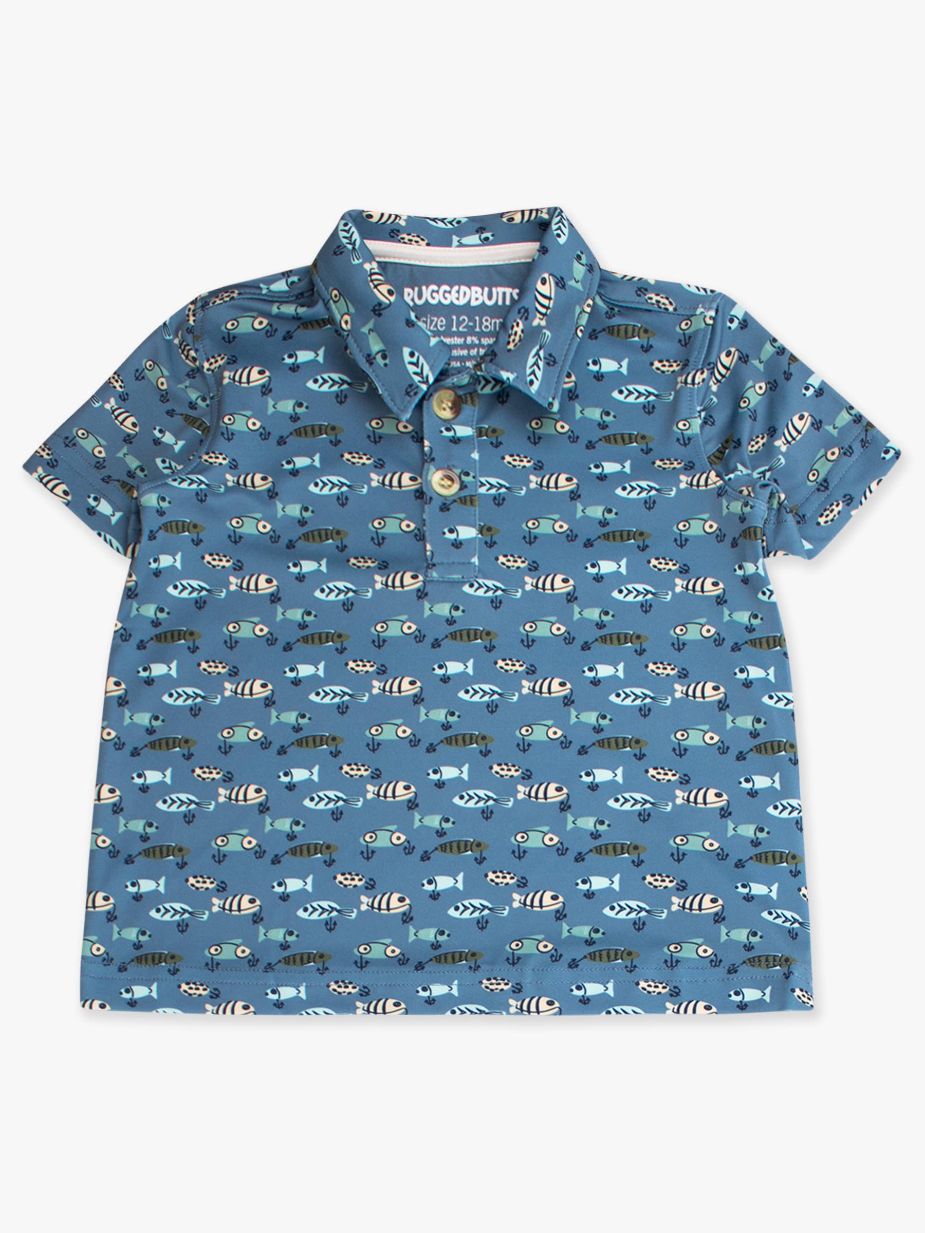 Boys Fish Bait Buddies Knit Short Sleeve Performance Polo