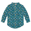 Kids Teal Primo Dino Long-Sleeve Button-Up
