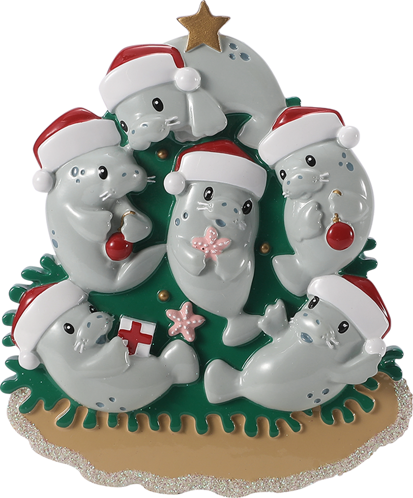 Manatee Family Decorating Tree Personalized Ornament